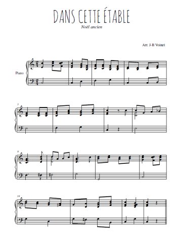 Téléchargez l'arrangement pour piano de la partition de Dans cette étable en PDF